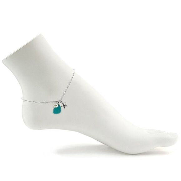 1/2 OFF Sea Glass Starfish Pearl Charms Anklet - Picture 2 of 6